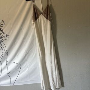 Forever 21 Two-Tone Midi Dress in Cream and Brown